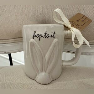 Rae Dunn Hop to it Cute Ceramic Bunny Mug NWT